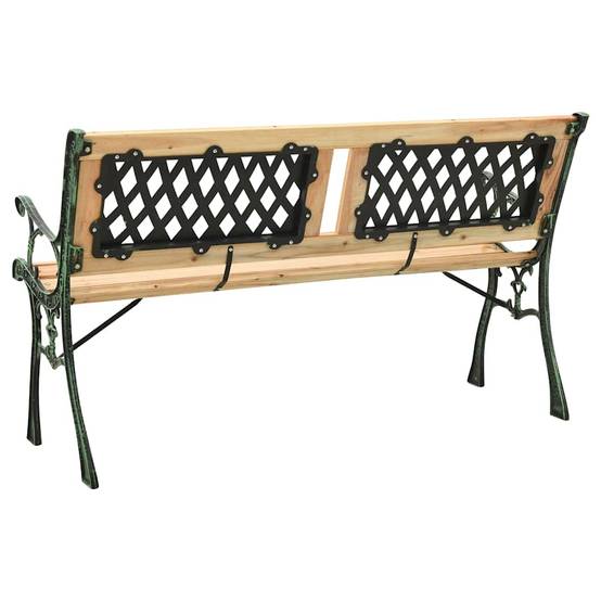 Banc Parc Classique Bois Sapin et Fonte Dossier Croisé Vert 122 cm – ComfortXL Outdoor Living - Image 4