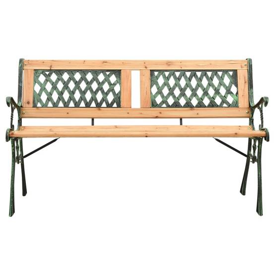 Banc Parc Classique Bois Sapin et Fonte Dossier Croisé Vert 122 cm – ComfortXL Outdoor Living - Image 2