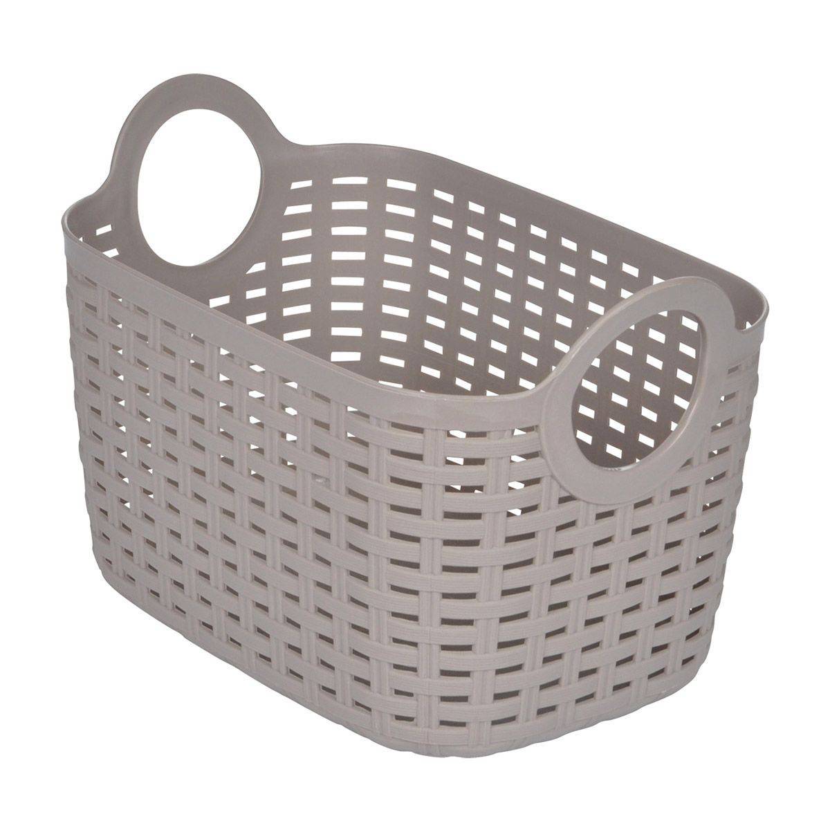 Panier à Linge Arrondi "Tressé" 6L Taupe