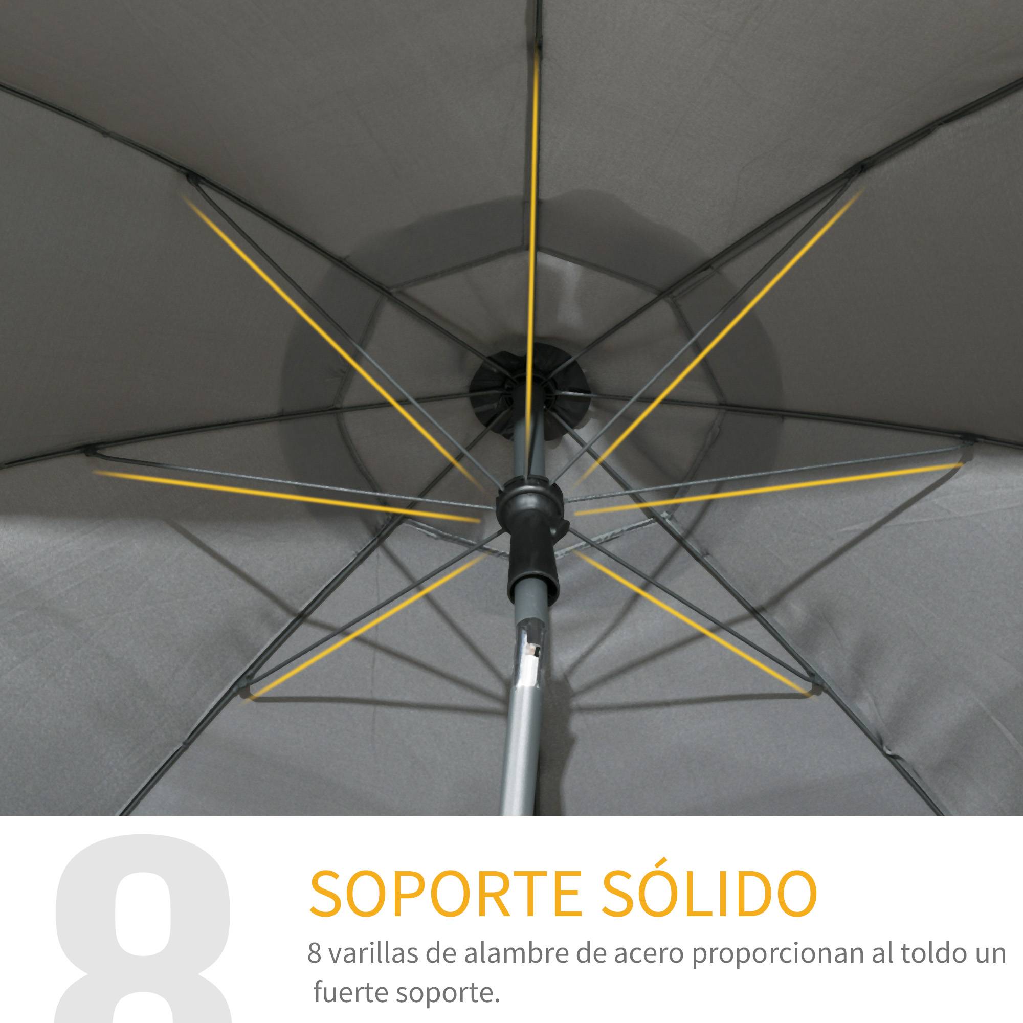Parasol plage UV50+, mat Ø32 mm, toit ajustable Ø180x209 cm, gris fonce - Image 8
