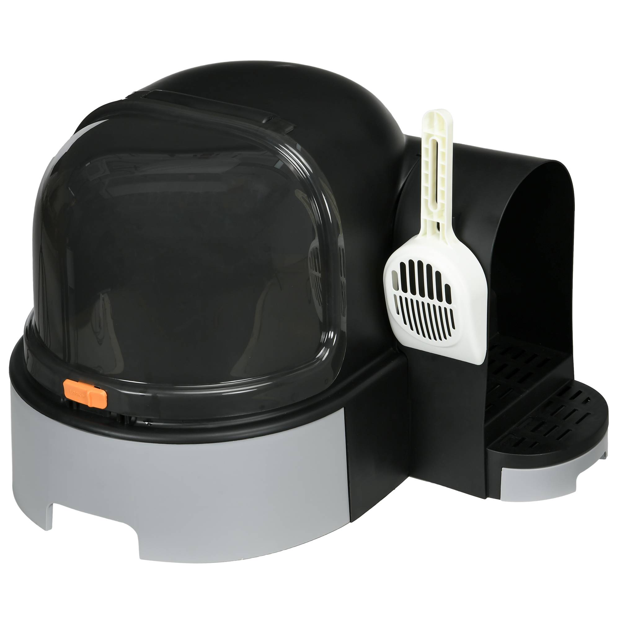 Sans Marque - Litière pour chat, 2 bacs extractibles, 1 pelle, récupérateur, Gris+Noir - Image 1
