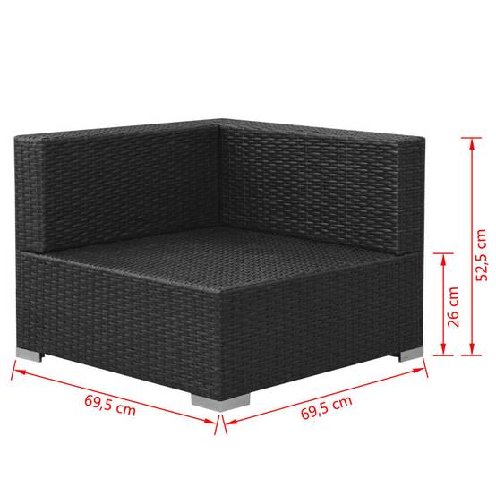 Salon de jardin 3 pcs | Mobilier d'extérieur avec coussins Résine tressée Noir Maison Chic - Image 8