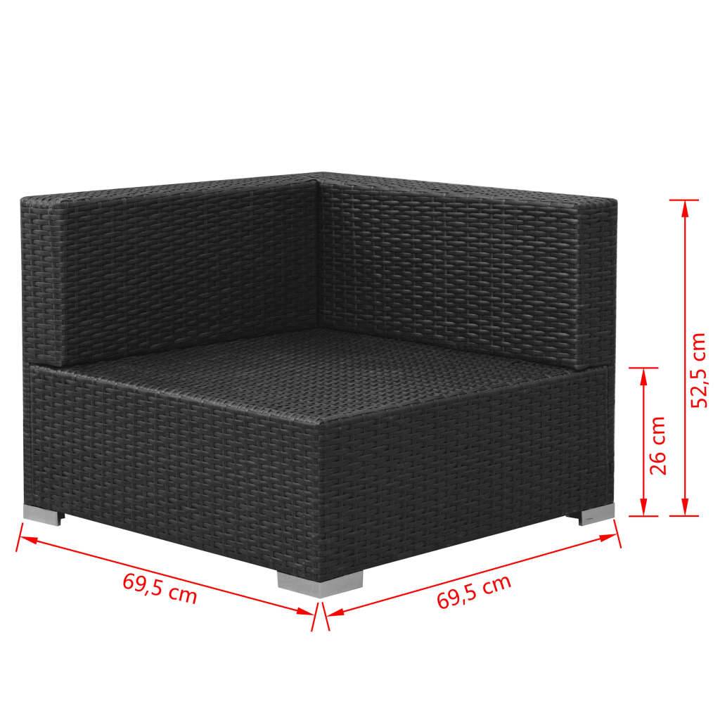 Salon de jardin 3 pcs | Mobilier d'extérieur avec coussins Résine tressée Noir Maison Chic - Image 8