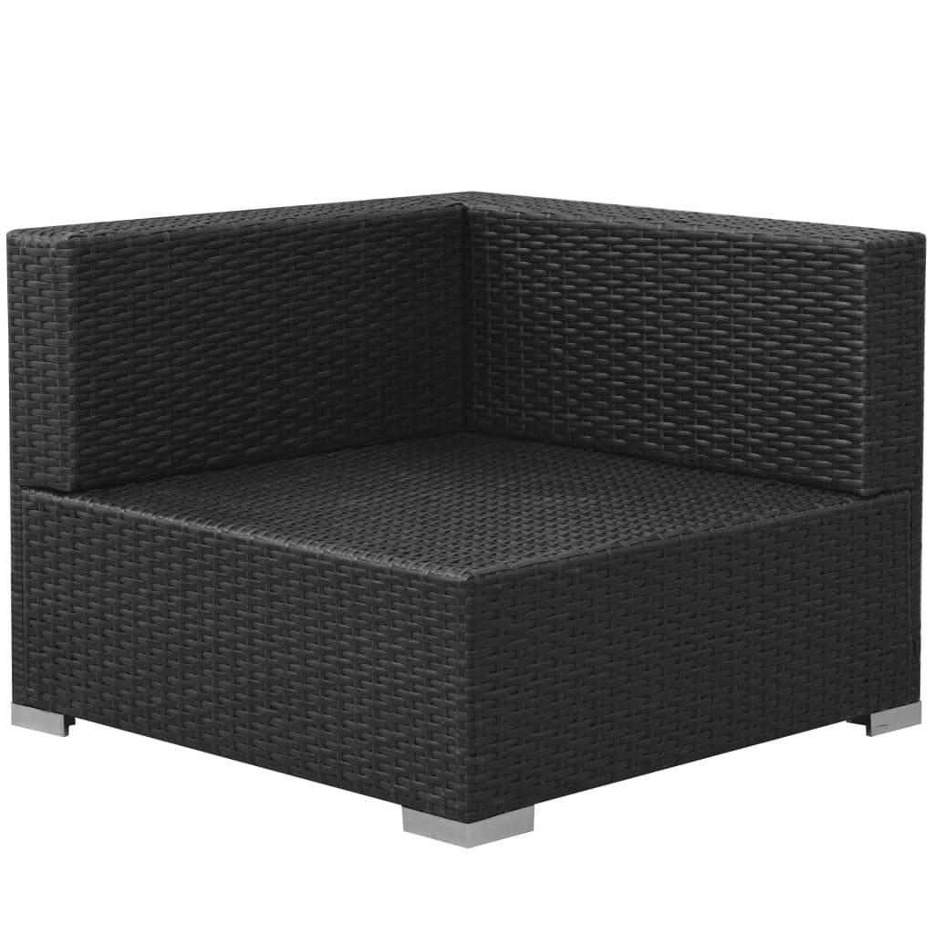 Salon de jardin 3 pcs | Mobilier d'extérieur avec coussins Résine tressée Noir Maison Chic - Image 6