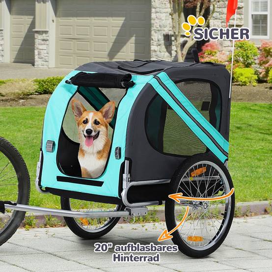 Remorque animal chien vélo pliable protection pluie acier gris+vert 130 x 73 x 90 cm - Image 9