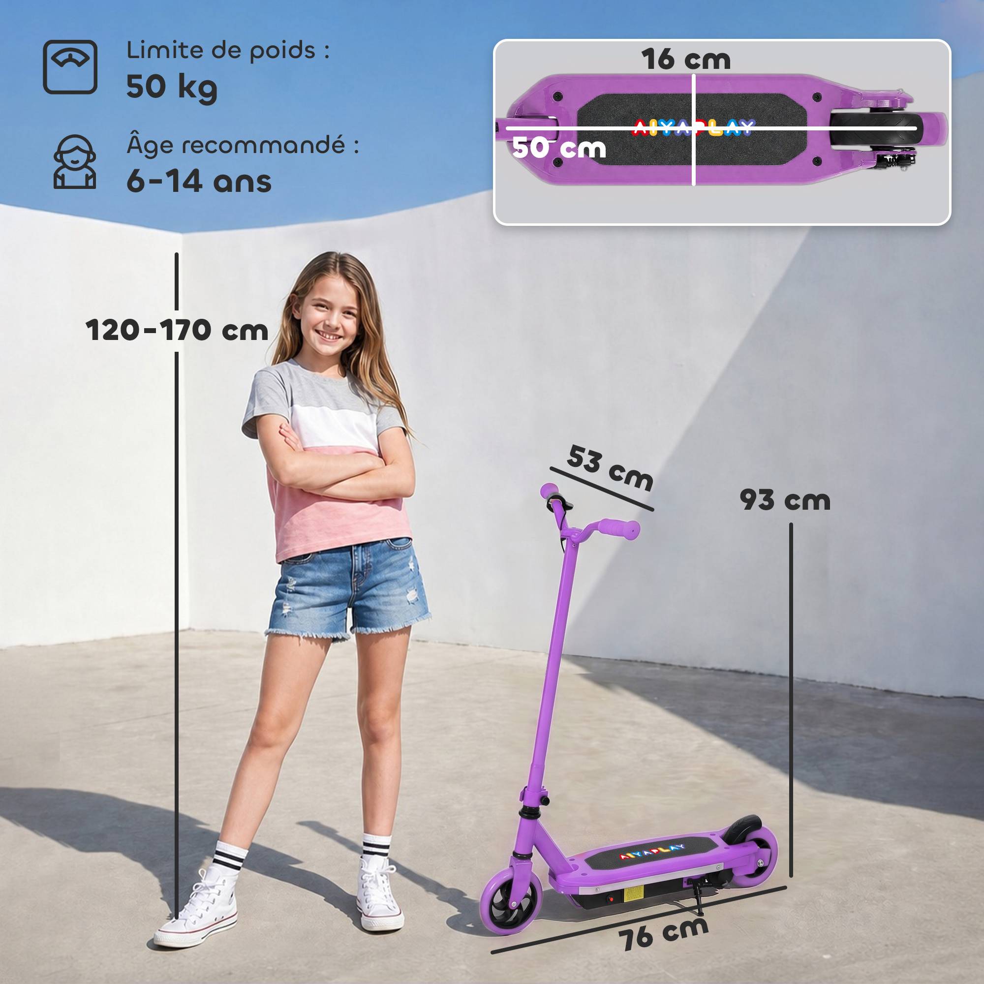 Sans Marque - Trottinette électrique enfants 6-14 ans 10 km/h lumières LED colorées frein électrique violet - Image 5