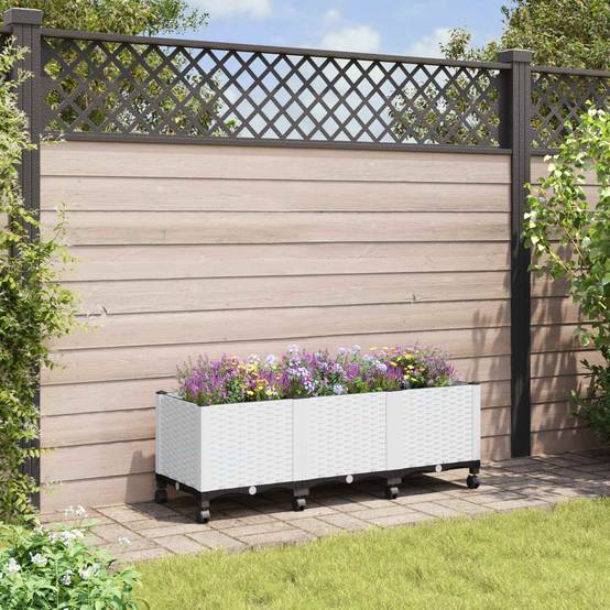 ComfortXL - Jardinière rectangulaire sur roulettes polypropylène grand espace culture 120x40x48cm blanc - ComfortXL Outdoor Living - Image 1