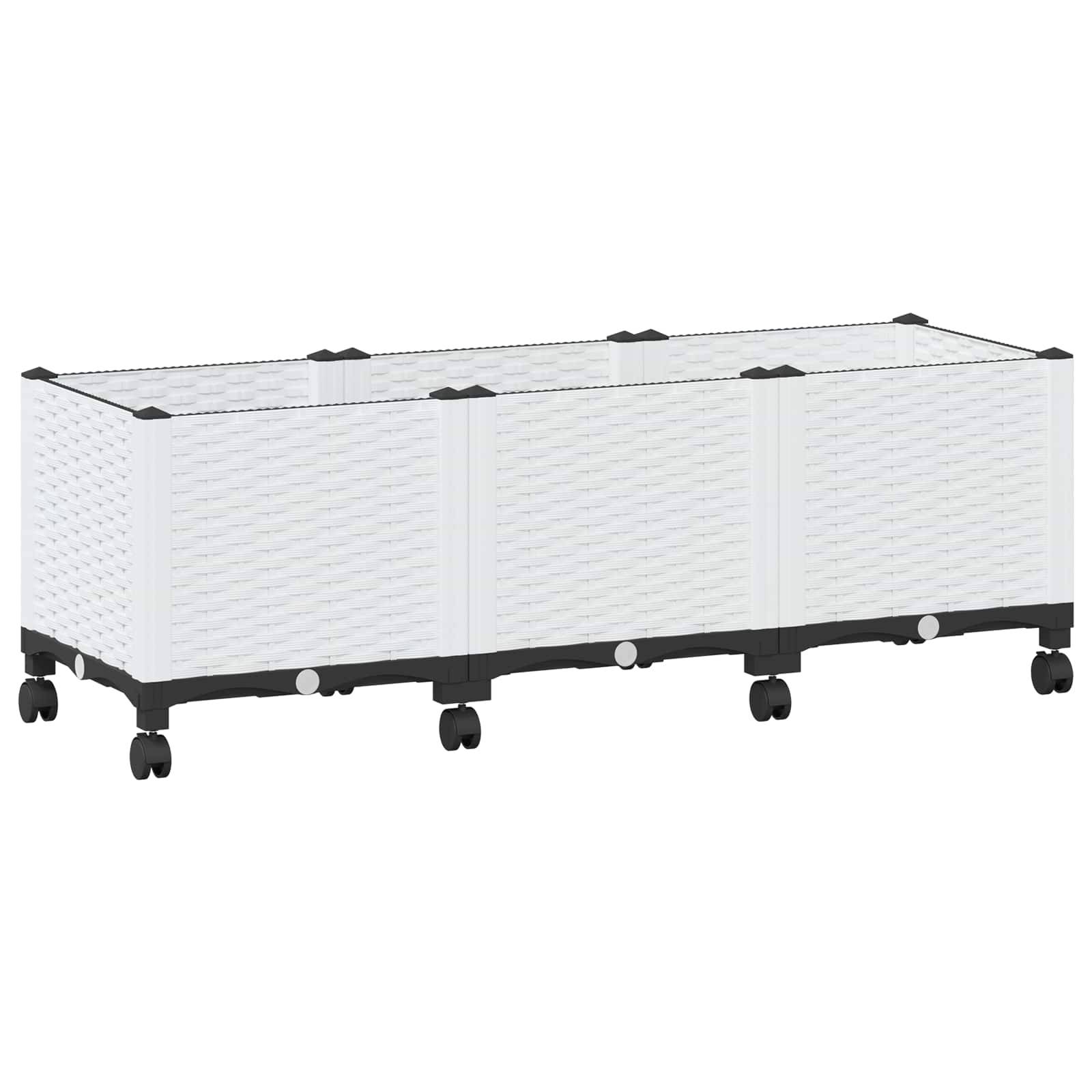 ComfortXL - Jardinière rectangulaire sur roulettes polypropylène grand espace culture 120x40x48cm blanc - ComfortXL Outdoor Living - Image 2