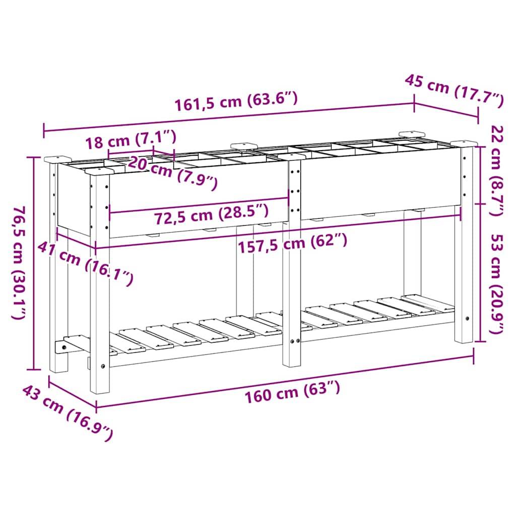 Cache-pot, Pot De Fleurs avec étagère Beige 161.5 x 45 x 76.5 cm g367 - Image 8