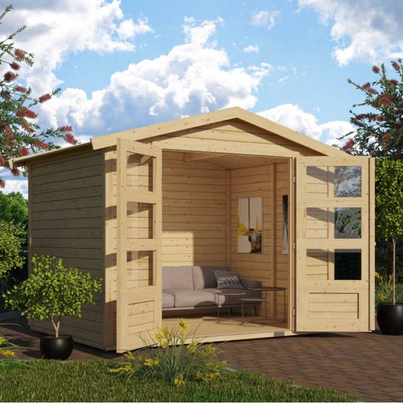 Abri de jardin en épicéa nordique 4,57m² Amberg 3 Karibu avec double porte vitrée - Image 2