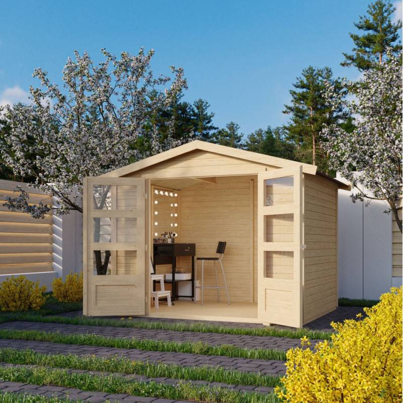 Abri de jardin en épicéa nordique 4,57m² Amberg 3 Karibu avec double porte vitrée - Image 1