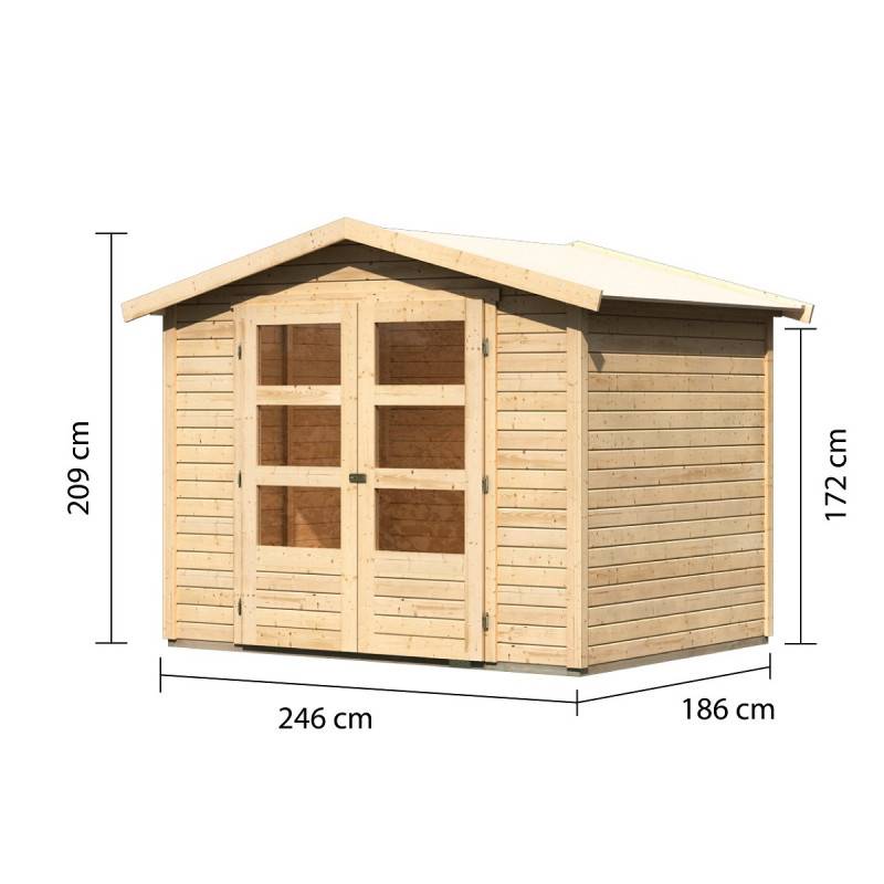 Abri de jardin en épicéa nordique 4,57m² Amberg 3 Karibu avec double porte vitrée - Image 4