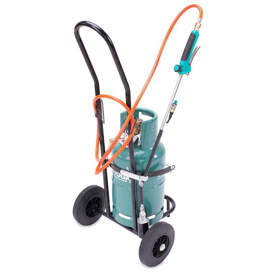 Desherbeur thermique Tuyau 5m Bruleur 50 mm Détendeur Propane Chariot à roues Allumage piezo INTEC - Image 1