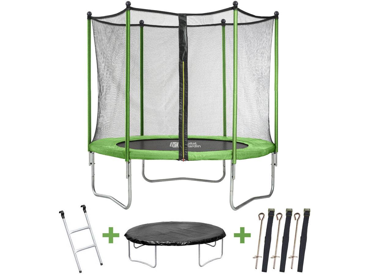 Trampoline "yoopi" - ø 2.44 M - Avec Filet + échelle + Couverture + Kit D'ancrage -habitat Et Jardin - Image 1