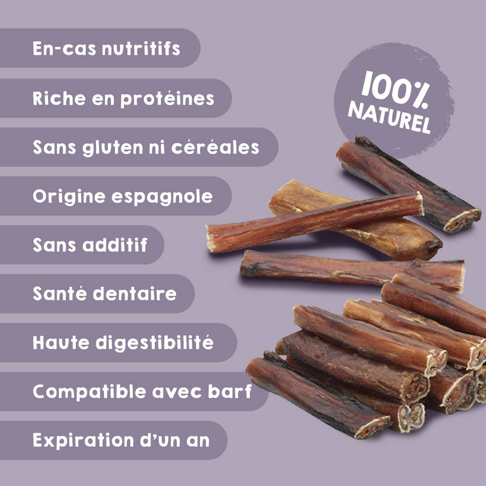 Friandises à Mâcher (10 unités) - Nerfs de Bœuf pour Chien  100% Naturelles - MAIKAI - Image 3