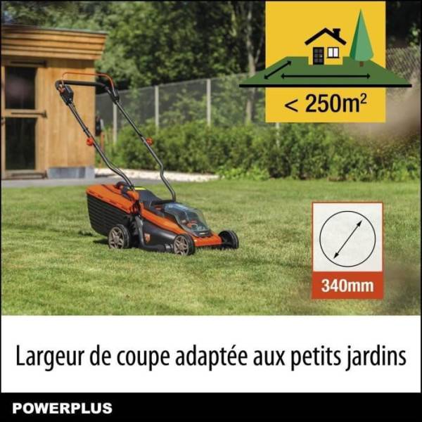Tondeuse a Gazon   a batterie 20V 34 cm de coupe DUAL POWER POWDPGLWS1 - Batterie 4Ah et chargeur inclus - Moteur brushless - Image 4
