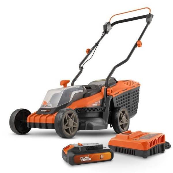 Tondeuse a Gazon   a batterie 20V 34 cm de coupe DUAL POWER POWDPGLWS1 - Batterie 4Ah et chargeur inclus - Moteur brushless - Image 1