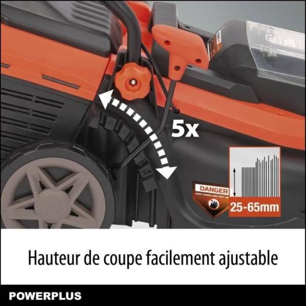 Tondeuse a Gazon   a batterie 20V 34 cm de coupe DUAL POWER POWDPGLWS1 - Batterie 4Ah et chargeur inclus - Moteur brushless - Image 3