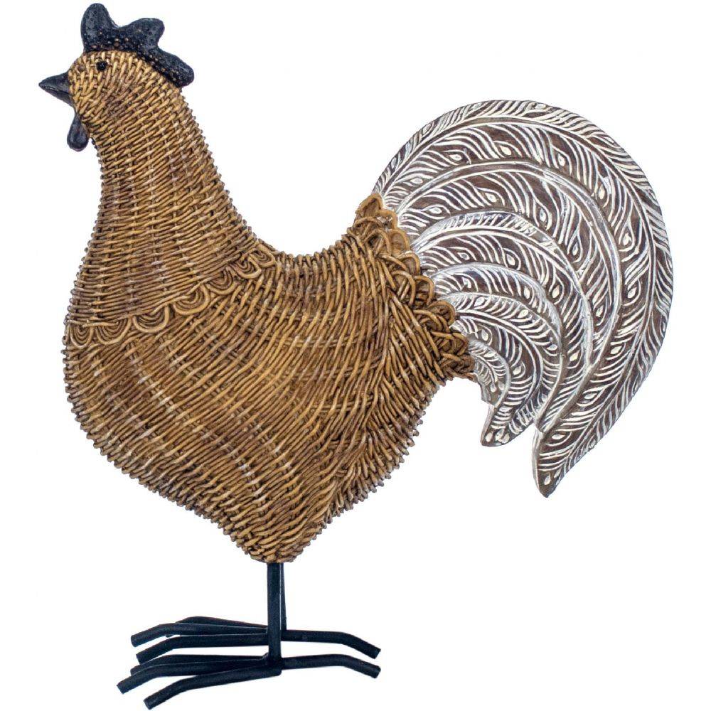 Origen - Coq décoratif en résine et résine tressée - Image 3