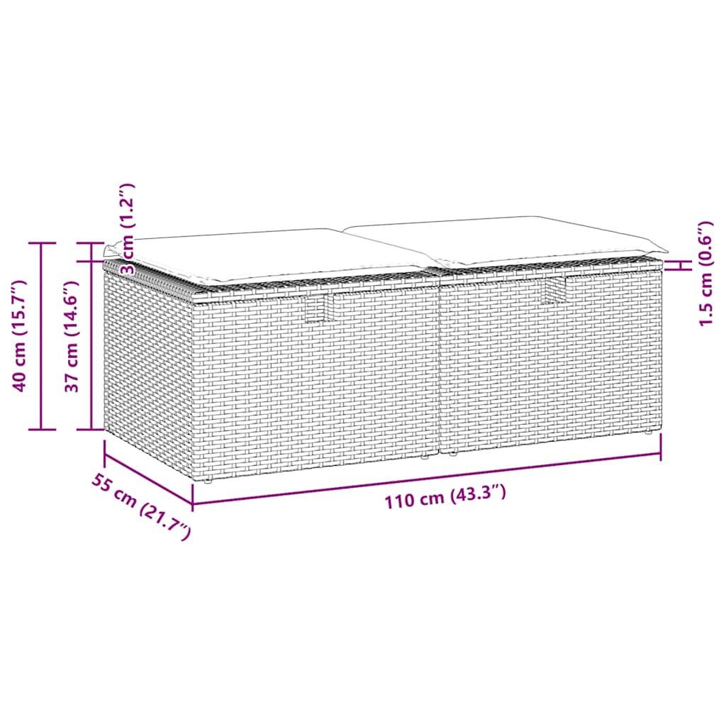 ComfortXL - Set 2 Tabourets Rangement Résine Tressée Modulable avec Coussins pour Salon de Jardin Gris – ComfortXL Outdoor Living - Image 7
