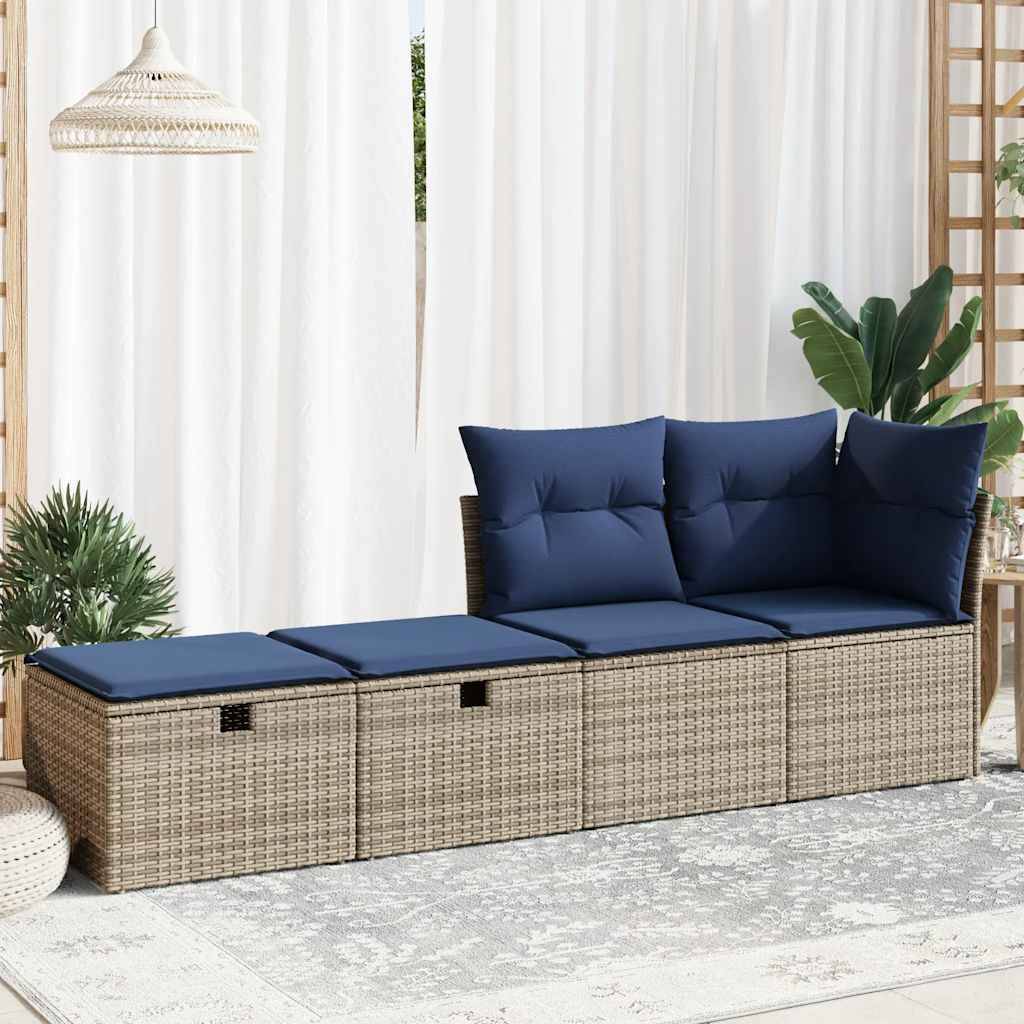 ComfortXL - Set 2 Tabourets Rangement Résine Tressée Modulable avec Coussins pour Salon de Jardin Gris – ComfortXL Outdoor Living - Image 3