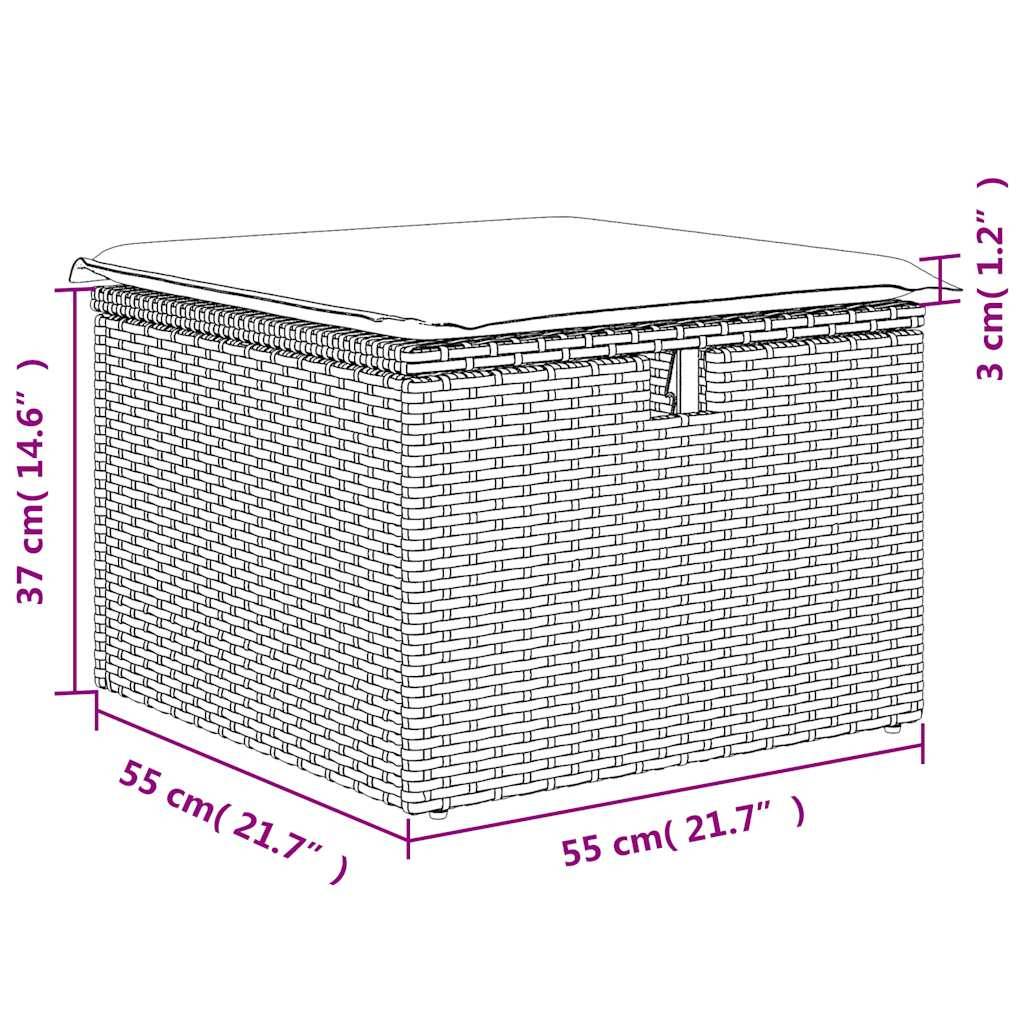 ComfortXL - Set 2 Tabourets Rangement Résine Tressée Modulable avec Coussins pour Salon de Jardin Gris – ComfortXL Outdoor Living - Image 8