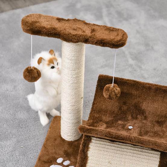 Petit Arbre à Chat Tunnel Bois pour Petits Chats Grimper Jouer 43cm Marron - ComfortXL Outdoor Living - Image 10