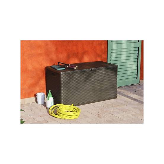 Coffre de jardin en résine 420 Litres Marron Effet ROTIN 120 x 57 x 63 cm TOOMAX - Image 3