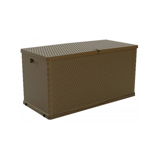Coffre de jardin en résine 420 Litres Marron Effet ROTIN 120 x 57 x 63 cm TOOMAX - Image 1