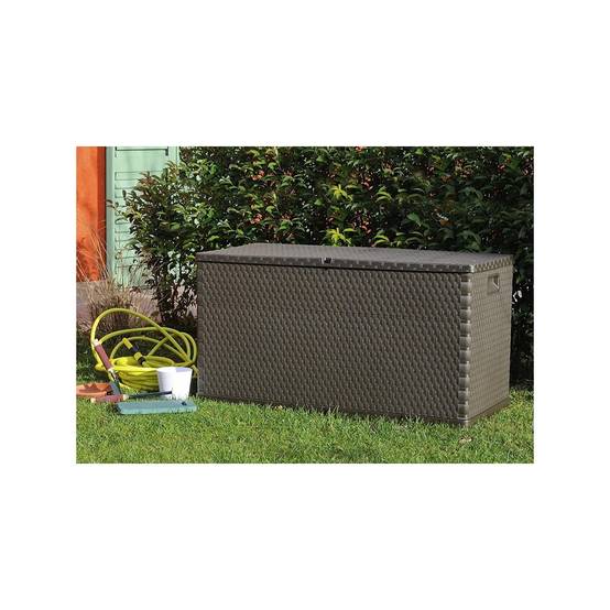 Coffre de jardin en résine 420 Litres Marron Effet ROTIN 120 x 57 x 63 cm TOOMAX - Image 2