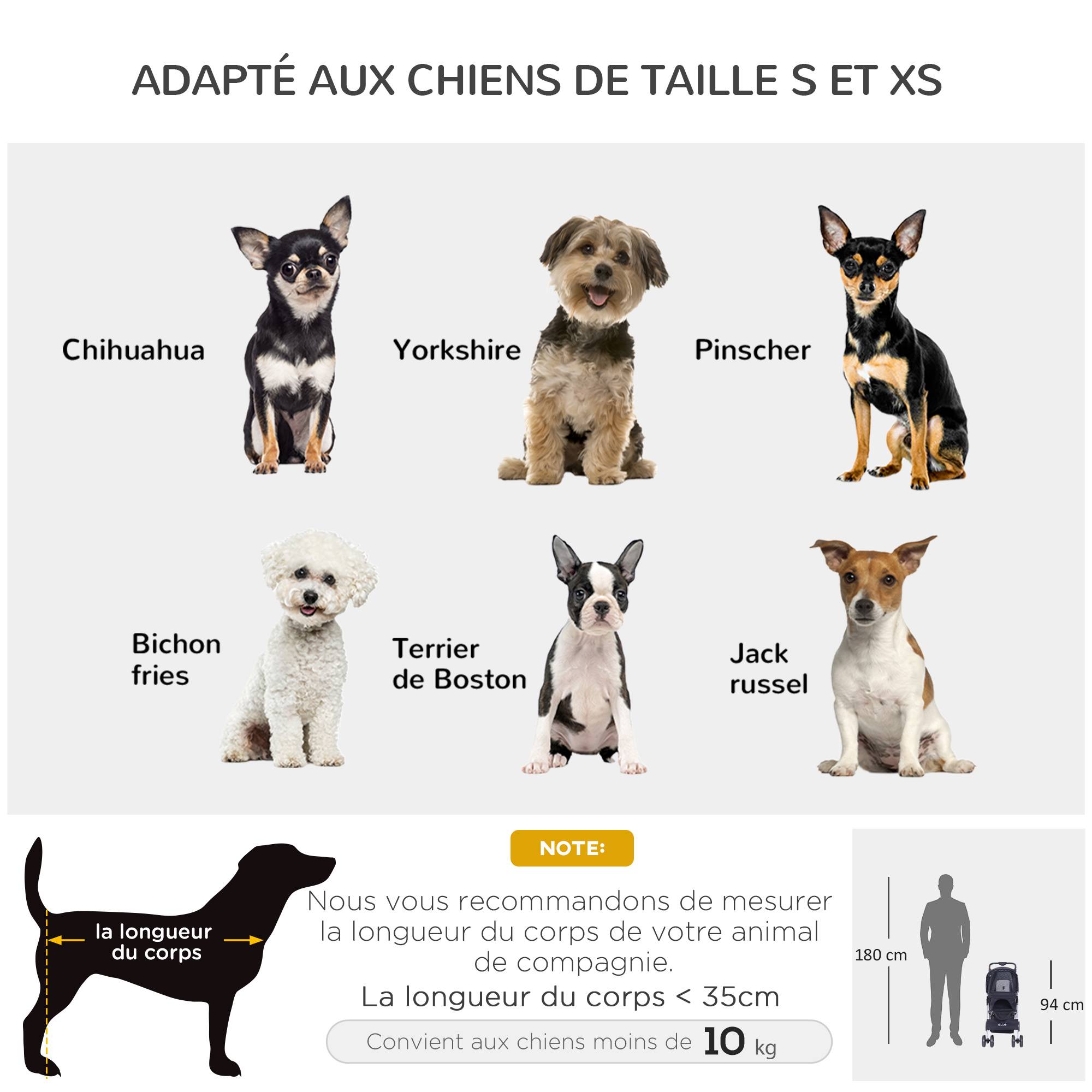 Poussette buggy pour chiens 75L x 46l x 94H cm pliable imperméable tissu 600D Oxford 4 roues noir - Image 10