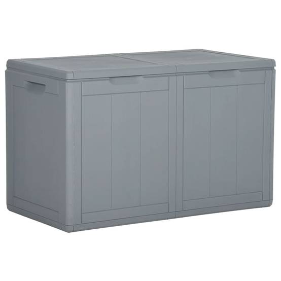 Coffre boîte meuble de jardin rangement 180 litres gris PP rotin - Image 1