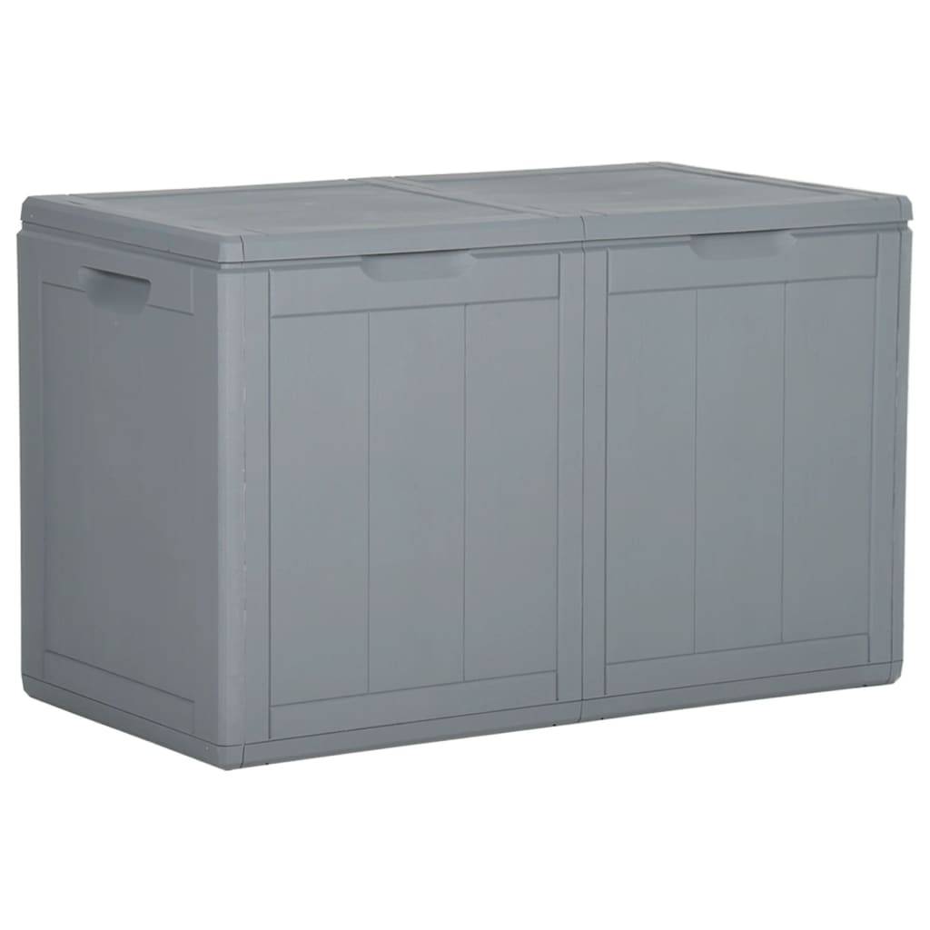 Coffre boîte meuble de jardin rangement 180 litres gris PP rotin - Image 1