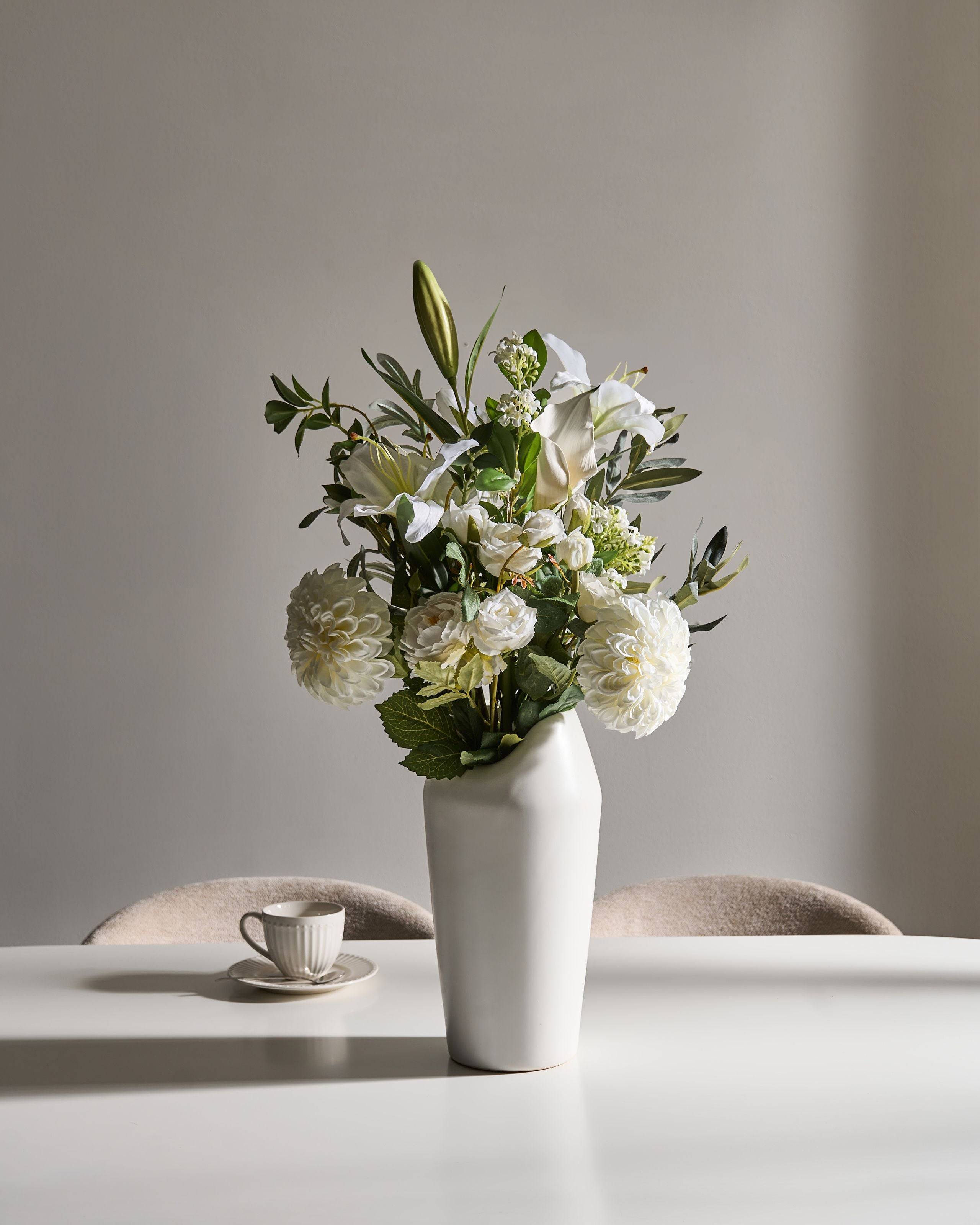 Beliani - Bouquet de fleurs artificielles Tissu Blanc PARREIRA - 45x45x67- Beliani - Image 1