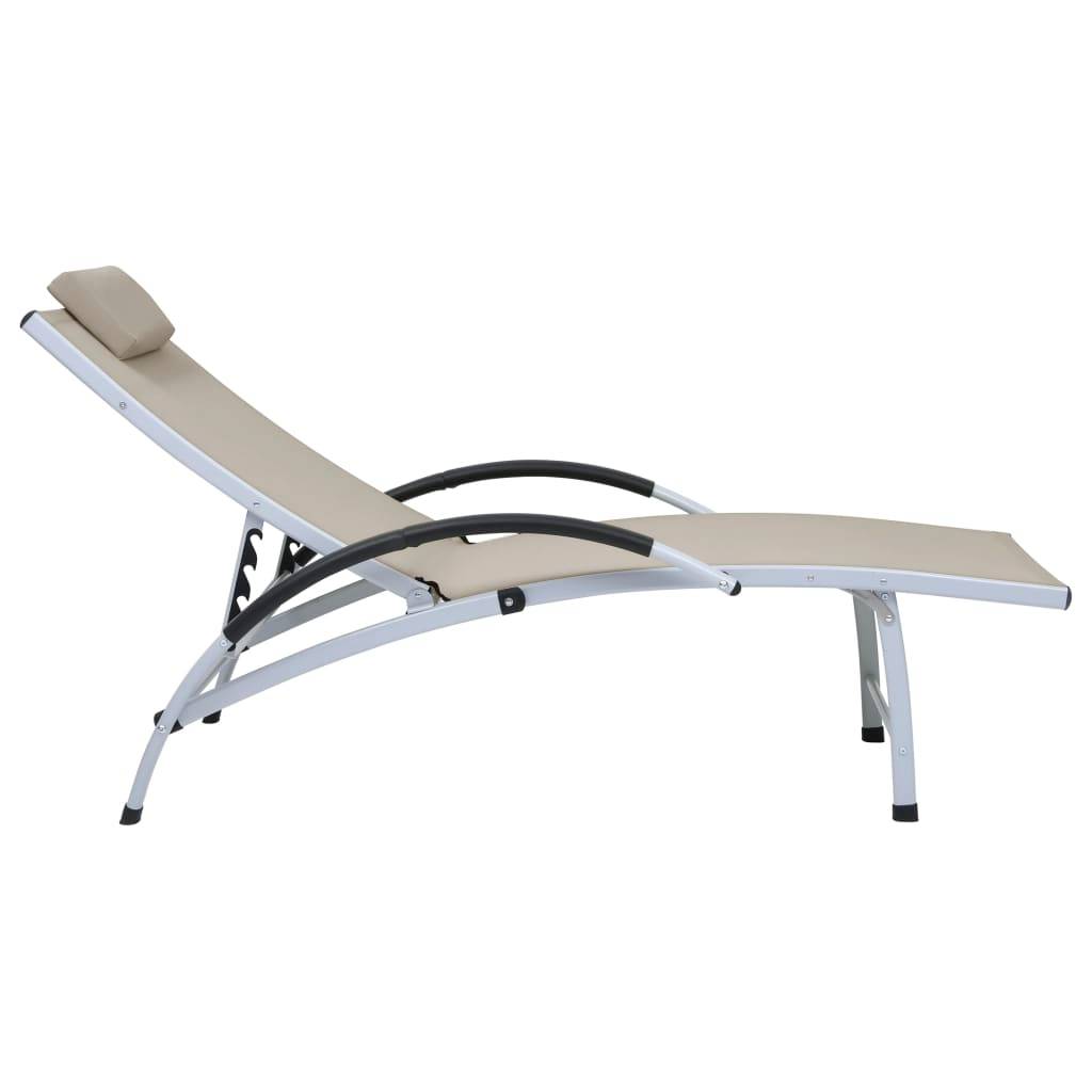 Helloshop26 - Transat chaise longue bain de soleil lit de jardin terrasse meuble d'extérieur aluminium textilène crème - Image 2