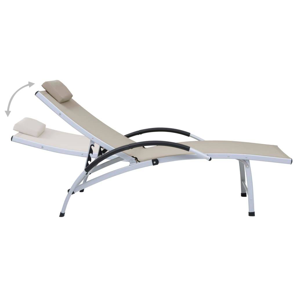 Helloshop26 - Transat chaise longue bain de soleil lit de jardin terrasse meuble d'extérieur aluminium textilène crème - Image 3
