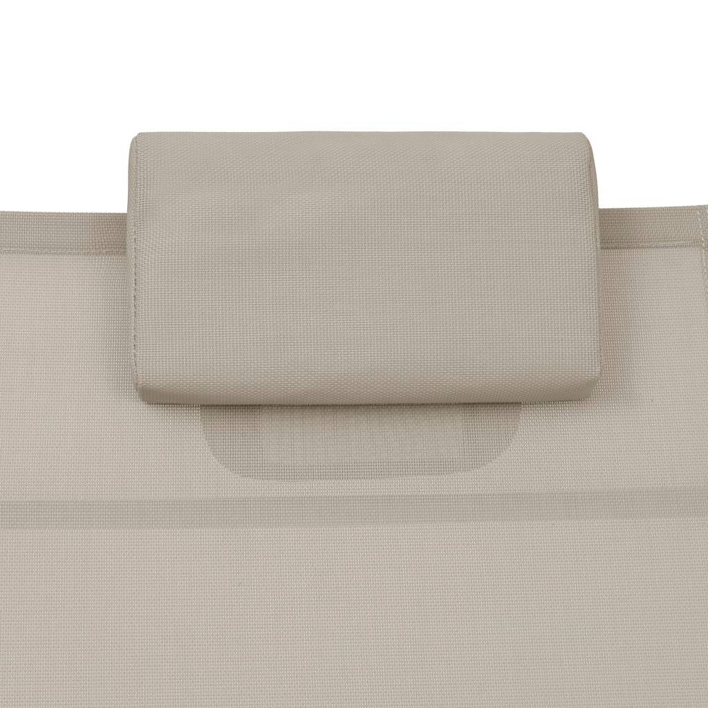 Helloshop26 - Transat chaise longue bain de soleil lit de jardin terrasse meuble d'extérieur aluminium textilène crème - Image 6