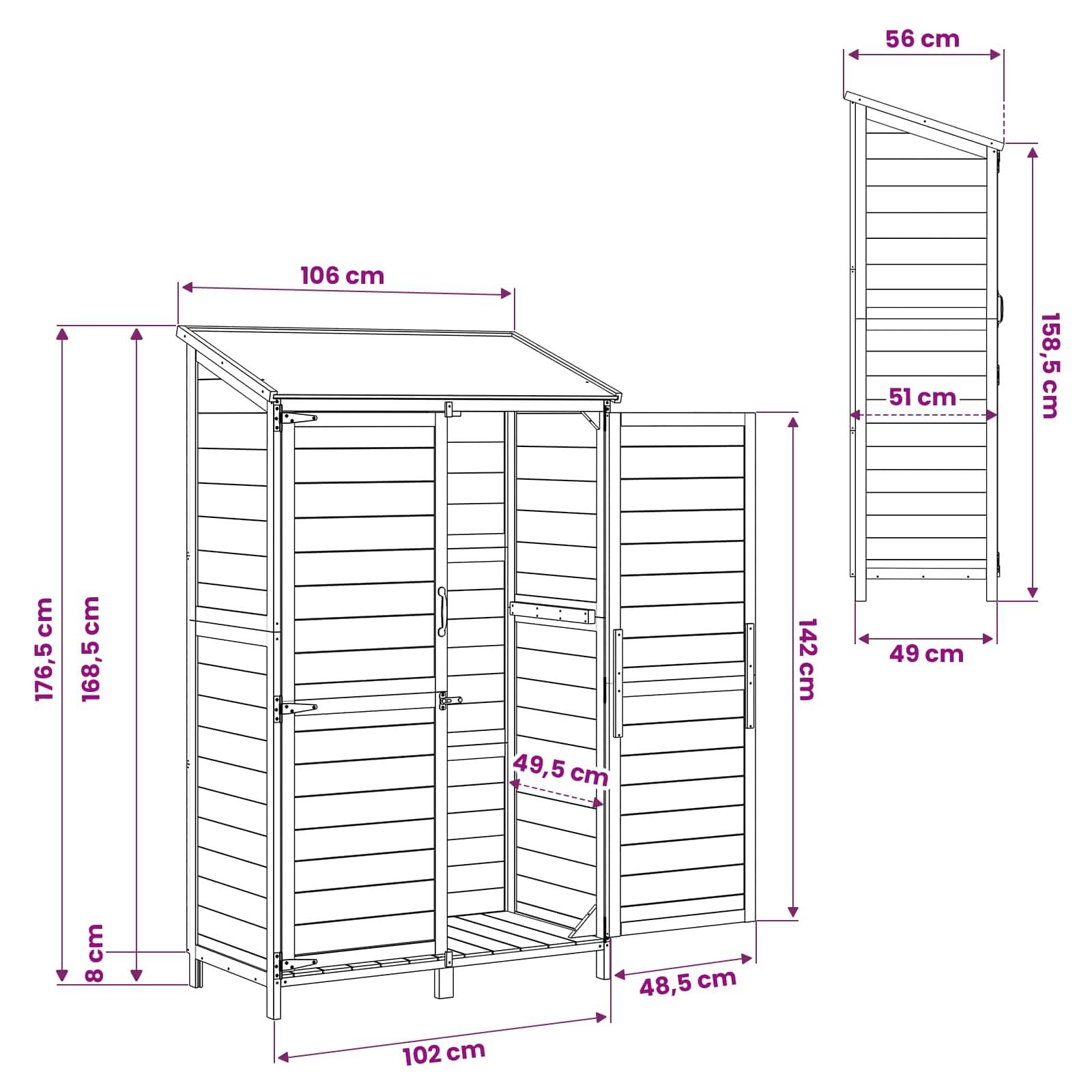 PANGIVO - Abri de jardin bois de sapin naturel 106.5 x 56 x 176 cm - PANGIVO - Image 8