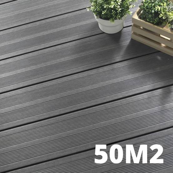 Kit Terrasse ATLANTA 50m² - 152 Lames de Terrasse (220 x 14.5 x 2.25 cm) - Platinium - Garantie 15 ans - Fixation par Clips - Image 1