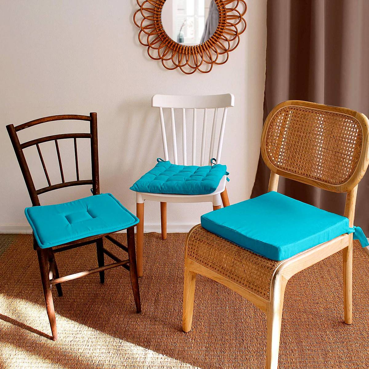 Enjoy Home - Galette de chaise uni effet Bachette - 40 x 40 cm - Enjoy Home - Image 2