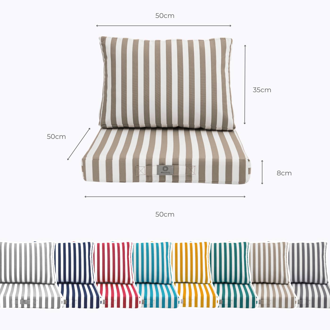 Coussins pour salon de jardin déhoussable 50x50cm Rayure beige - Déco arts - Image 5