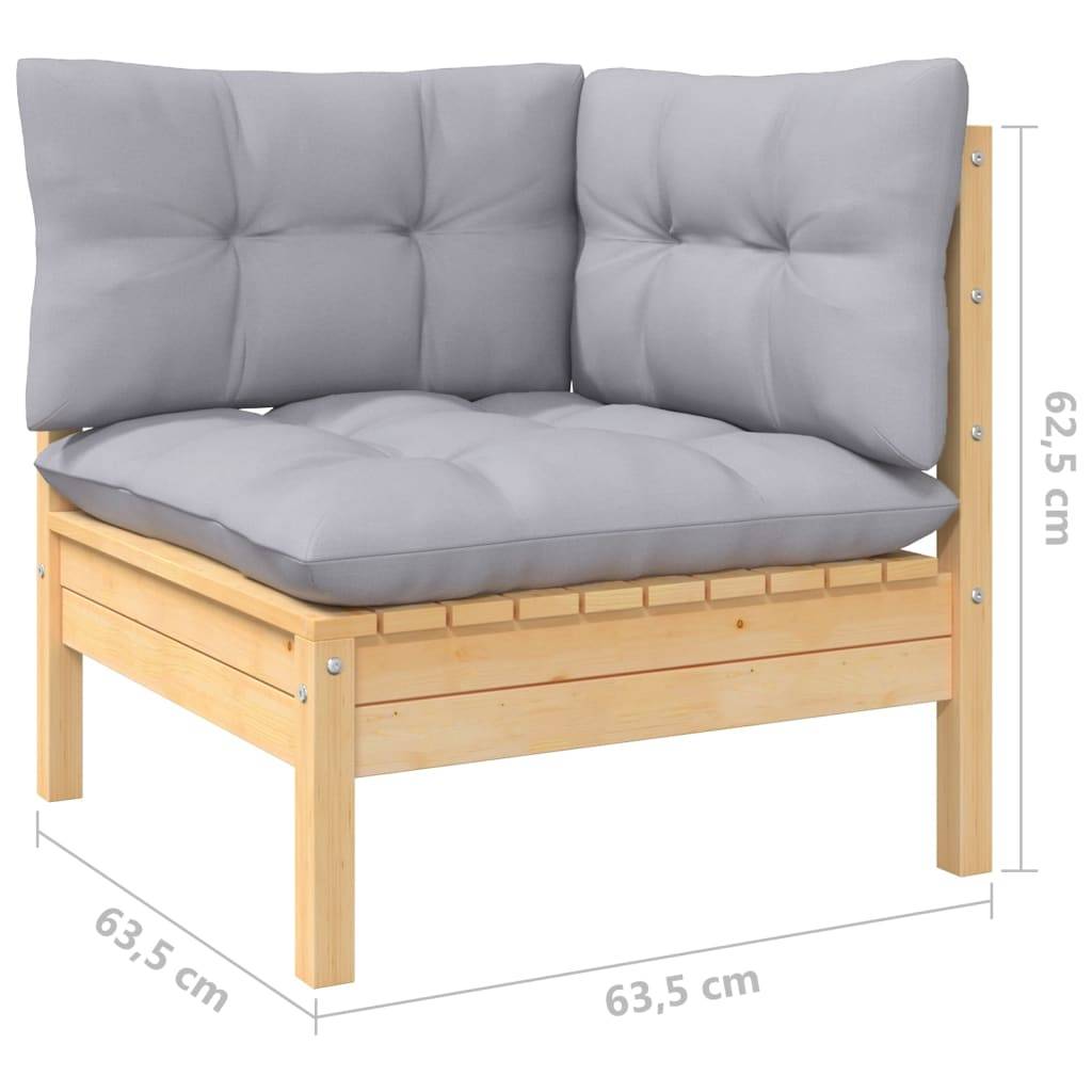 Prolenta Premium - Salon complet 7 places bois de pin et tissu (100 % polyester) gris 63,5 x 63,5 x 62,5 cm - Prolent - Image 6