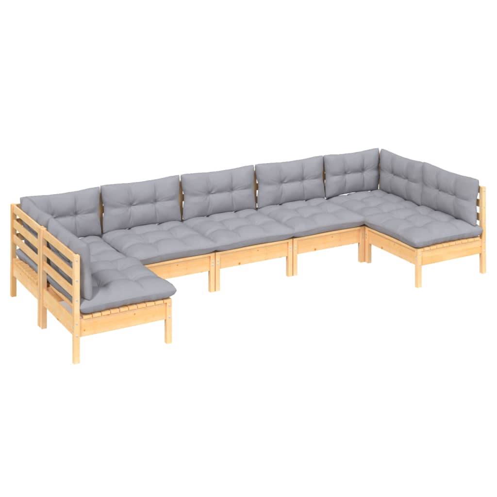 Prolenta Premium - Salon complet 7 places bois de pin et tissu (100 % polyester) gris 63,5 x 63,5 x 62,5 cm - Prolent - Image 3