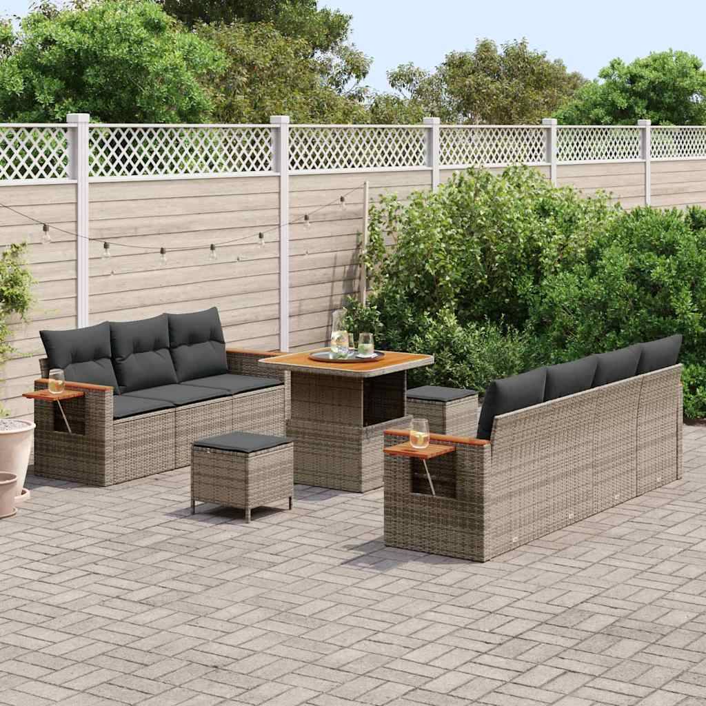 Salon Modulaire Gris Polyrotin Coffre Rangement & Table Carrée 80cm ...