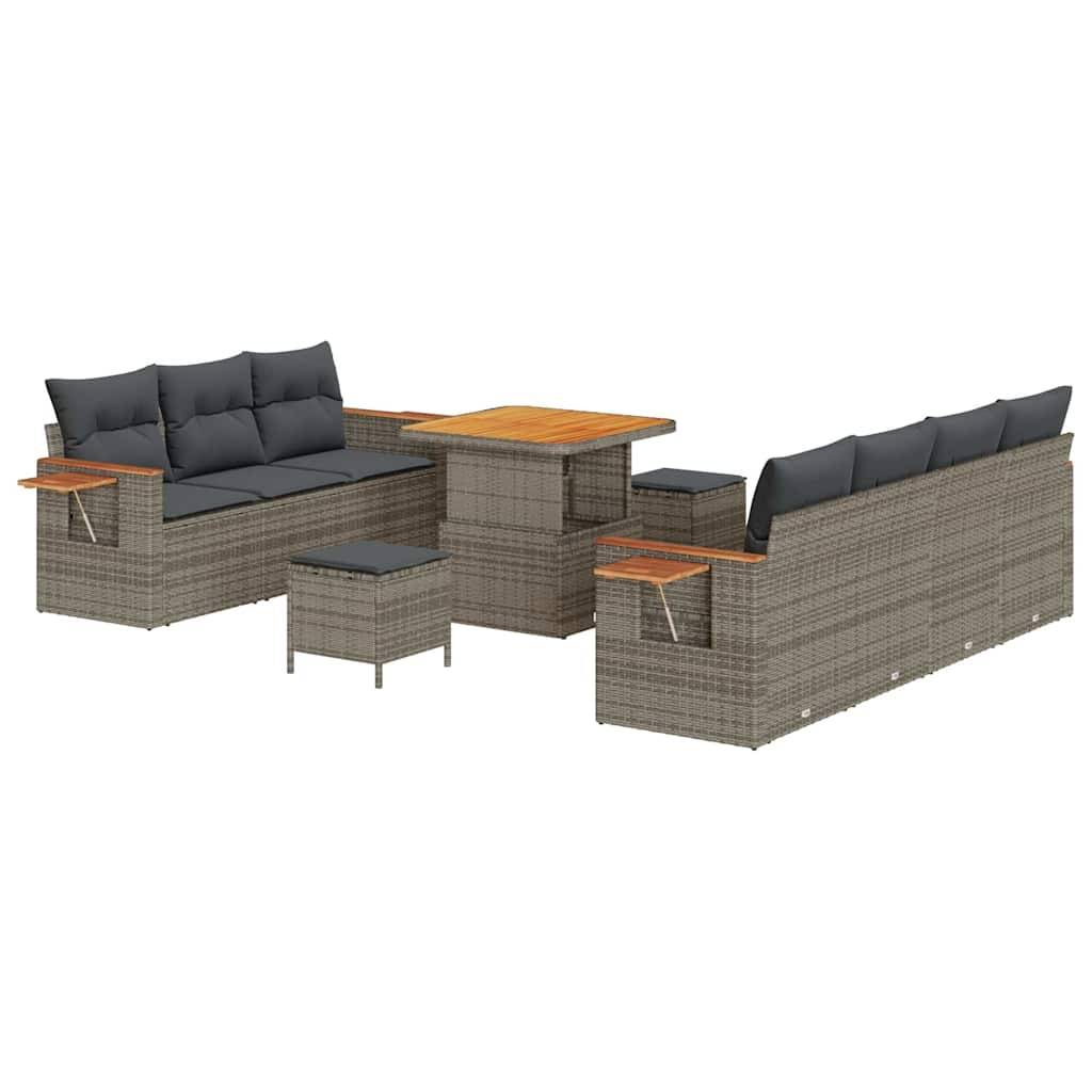 Salon Modulaire Gris Polyrotin Coffre Rangement & Table Carrée 80cm ...