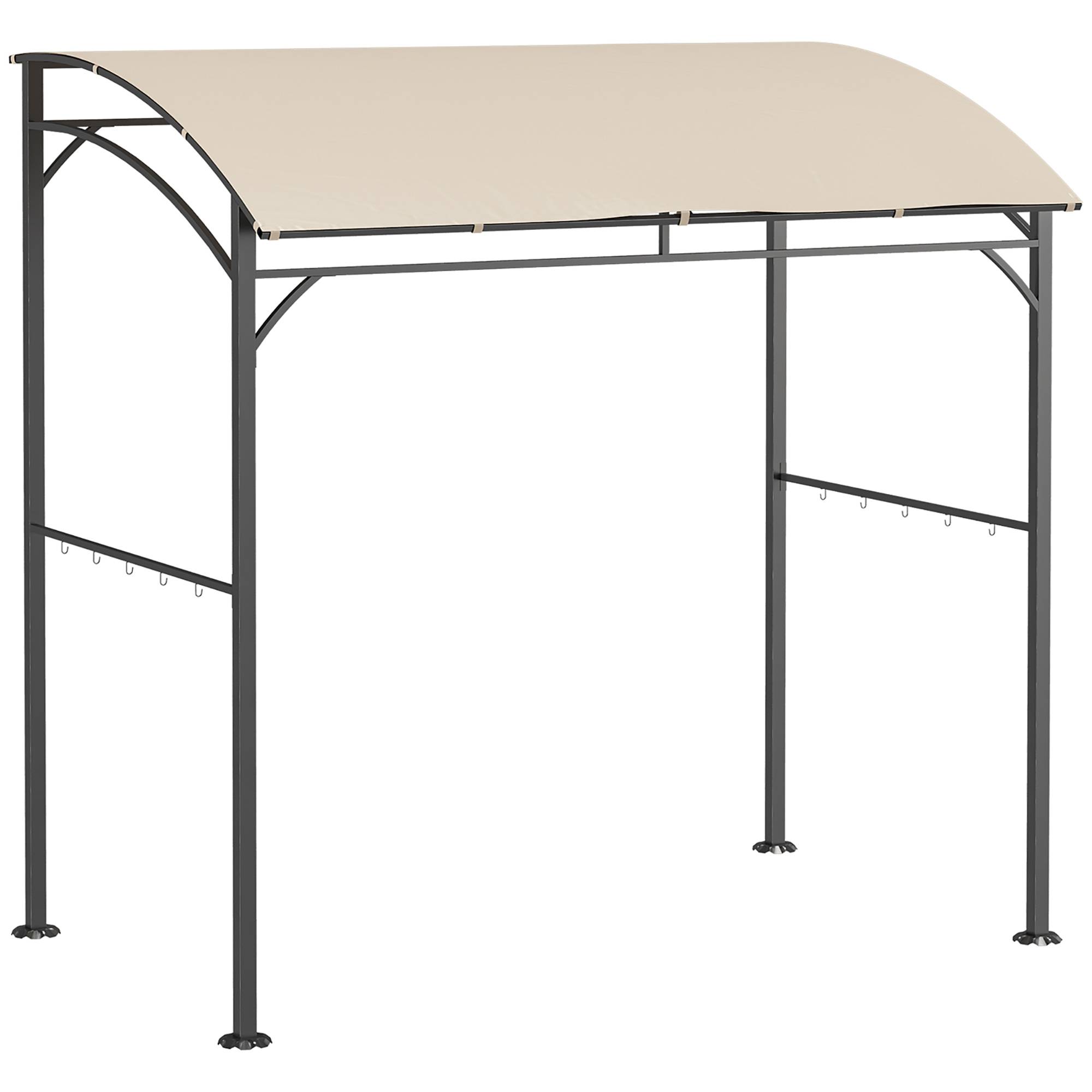Abri pour Barbecue, Tonnelle de Jardin 215 x 150 x 220 cm en Métal avec Crochets pour Terrasse, Jardin, Cour, Beige - Image 1