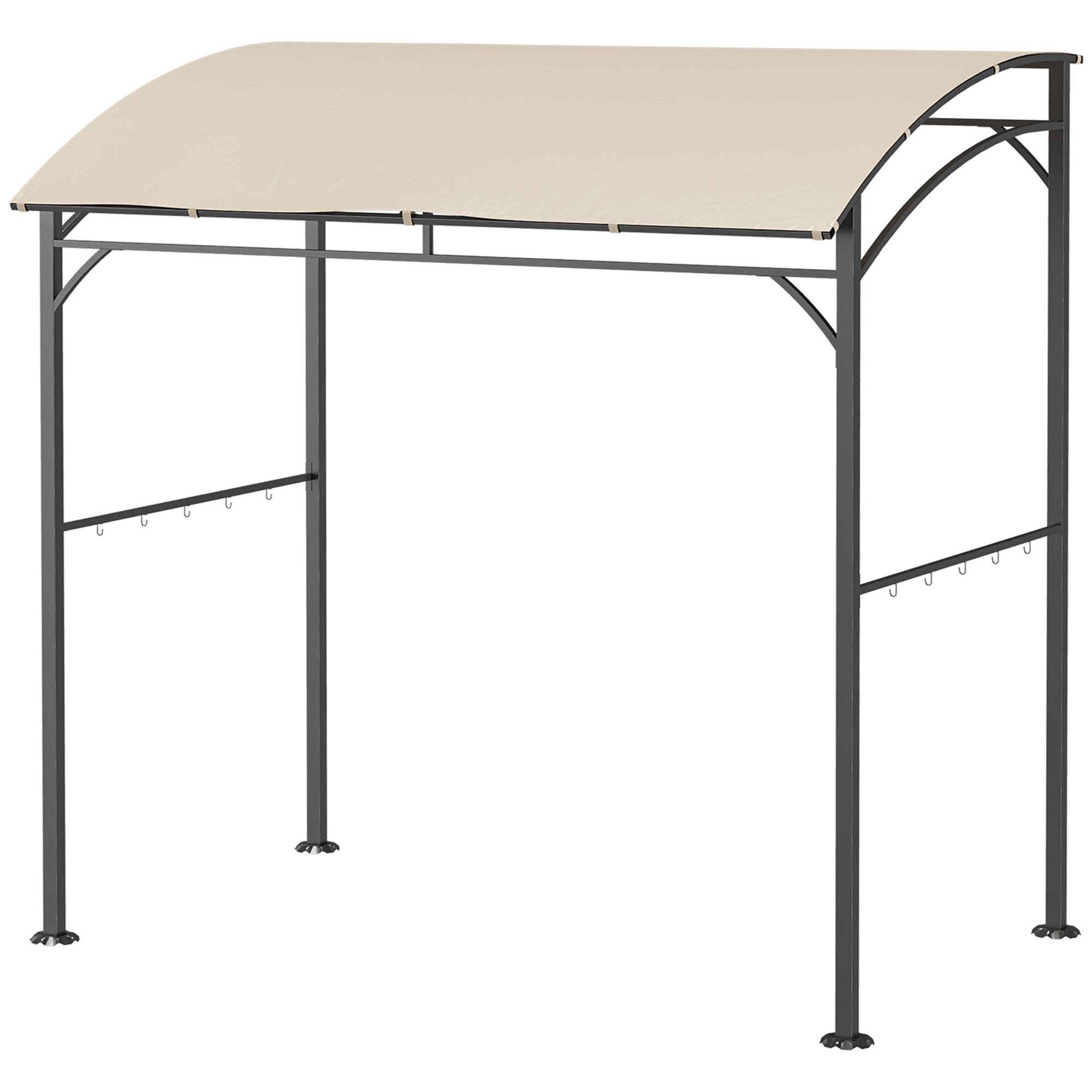 Abri pour Barbecue, Tonnelle de Jardin 215 x 150 x 220 cm en Métal avec Crochets pour Terrasse, Jardin, Cour, Beige - Image 2