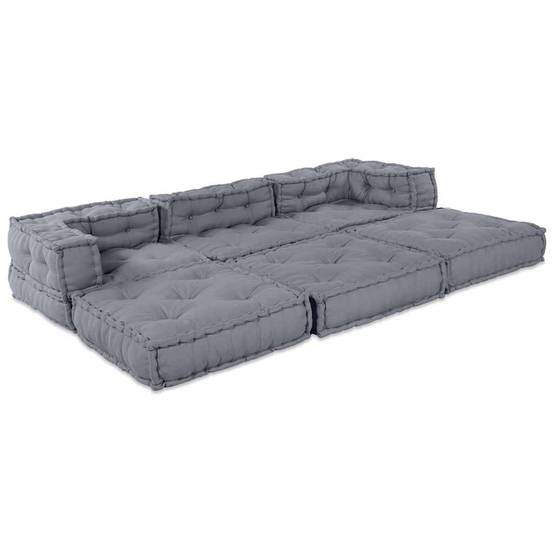 Canapé modulaire tissu gris 210 x 70 x 56 cm - PANGIVO - Image 7