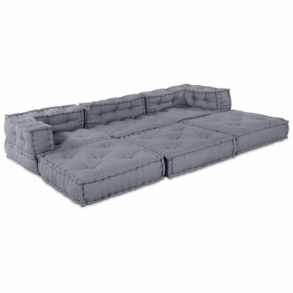 Canapé modulaire tissu gris 210 x 70 x 56 cm - PANGIVO - Image 7