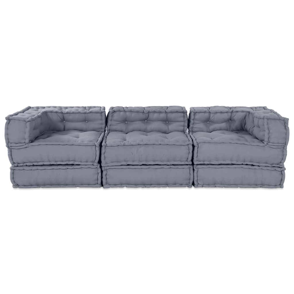Canapé modulaire tissu gris 210 x 70 x 56 cm - PANGIVO - Image 8